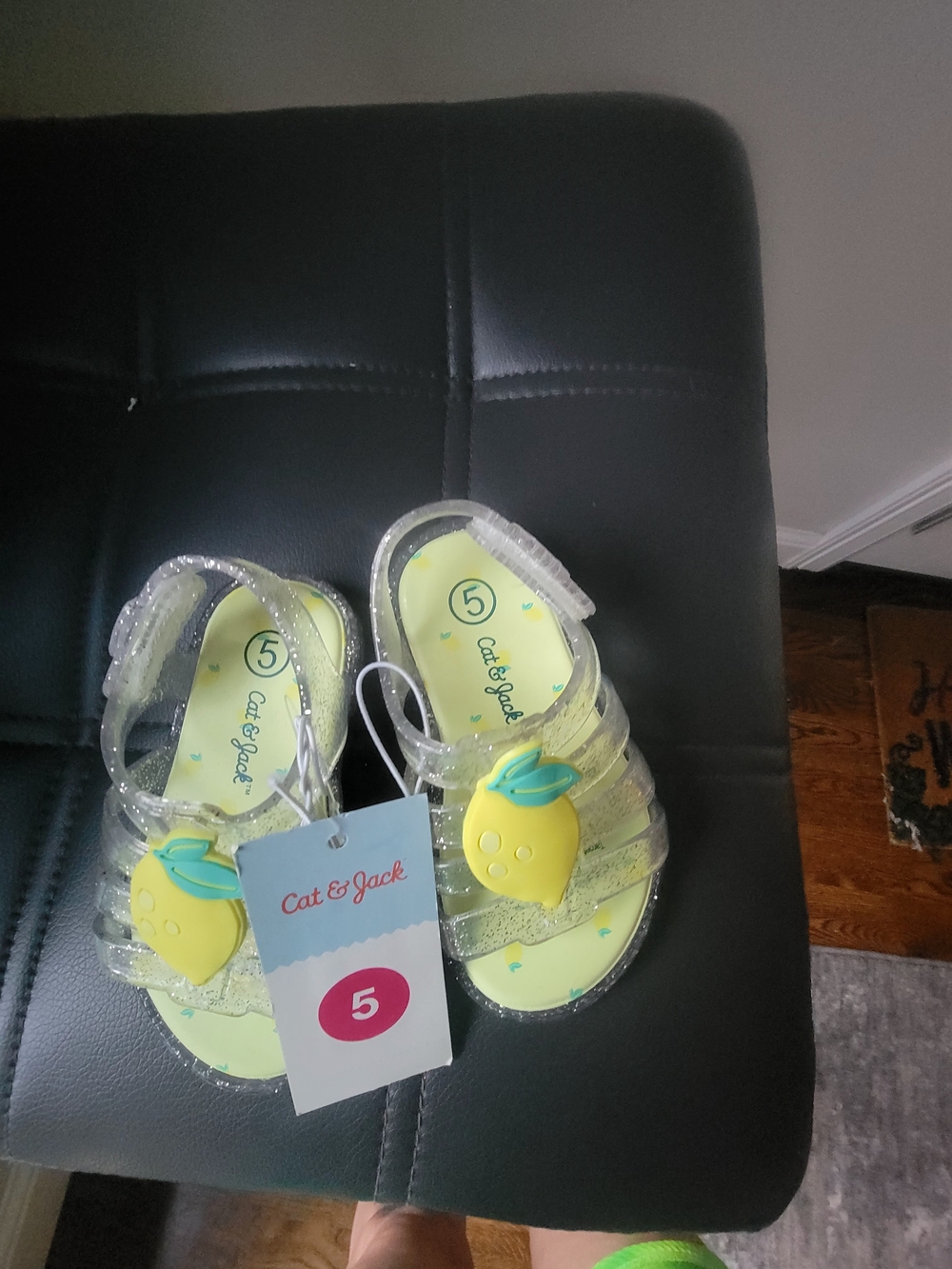 Cat & Jack Shoes Toddlers Size 5 Clear Glitter Jelly Lemon Sandals  Summer Kids